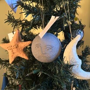 Celestial Holiday Ornament Set - Star, Full Moon, and Crescent Moon